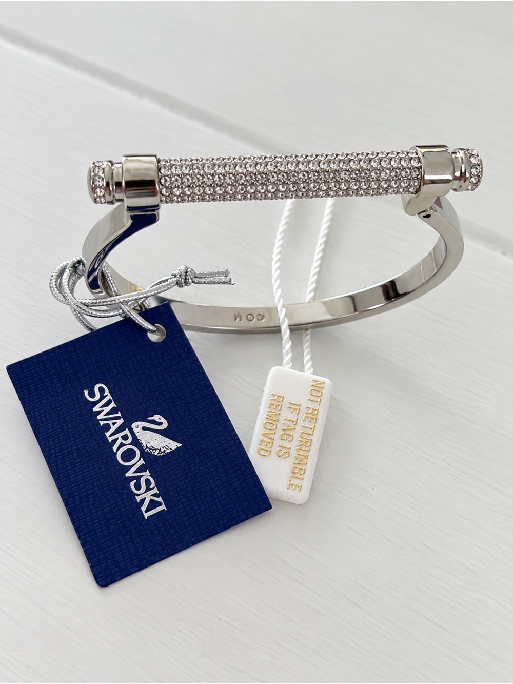 Swarovski Silver Crystal Pavé Bar Cuff Bracelet